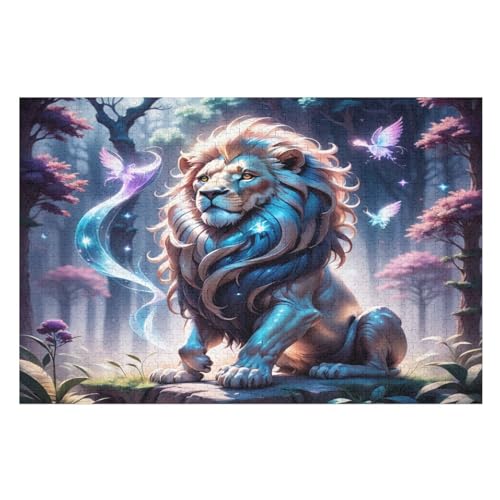 Holzpuzzles 1000 Teile Löwe -Puzzle Für Jungen Und Mädchen, Schwierigkeitsgrad, Lernspiele, Familienspielzeug （75×50cm） von LLXXHH