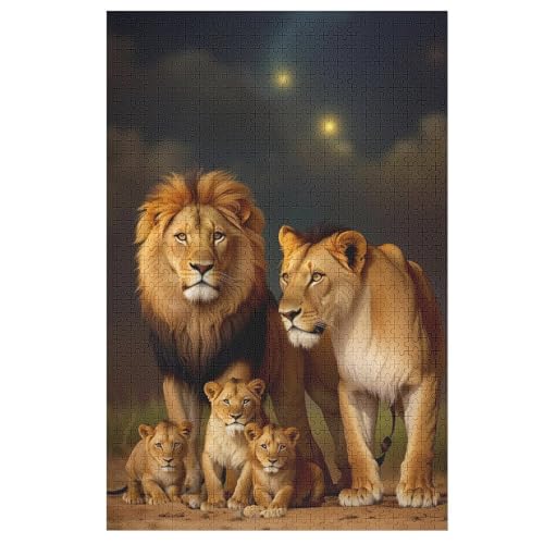 Holzpuzzles 1000 Teile Löwe -Puzzle Für Jungen Und Mädchen, Schwierigkeitsgrad, Lernspiele, Familienspielzeug 78×53cm von LLXXHH