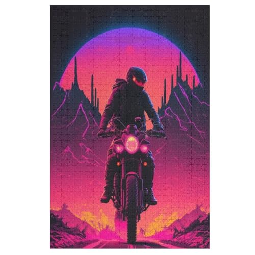 Holzpuzzles 1000 Teile Neonkunst -Puzzle Für Jungen Und Mädchen, Schwierigkeitsgrad, Lernspiele, Familienspielzeug 78×53cm von LLXXHH
