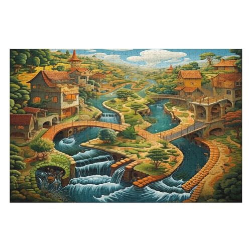 Holzpuzzles 1000 Teile Paradies -Puzzle Für Jungen Und Mädchen, Schwierigkeitsgrad, Lernspiele, Familienspielzeug （75×50cm） von LLXXHH