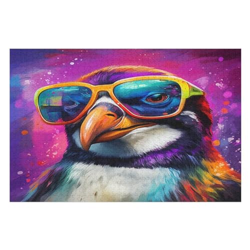 Holzpuzzles 1000 Teile Pinguin -Puzzle Für Jungen Und Mädchen, Schwierigkeitsgrad, Lernspiele, Familienspielzeug （75×50cm） von LLXXHH