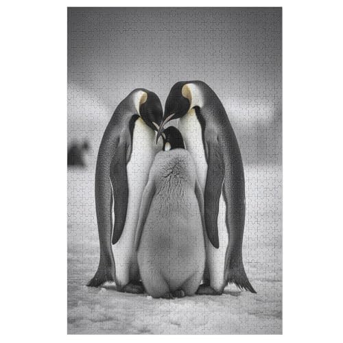 Holzpuzzles 1000 Teile Pinguin -Puzzle Für Jungen Und Mädchen, Schwierigkeitsgrad, Lernspiele, Familienspielzeug 78×53cm von LLXXHH