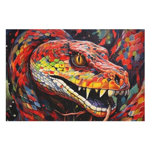 Holzpuzzles 1000 Teile Schlange -Puzzle Für Jungen Und Mädchen, Schwierigkeitsgrad, Lernspiele, Familienspielzeug （75×50cm） von LLXXHH