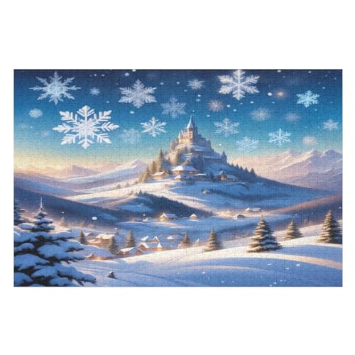 Holzpuzzles 1000 Teile Schloss -Puzzle Für Jungen Und Mädchen, Schwierigkeitsgrad, Lernspiele, Familienspielzeug （75×50cm） von LLXXHH