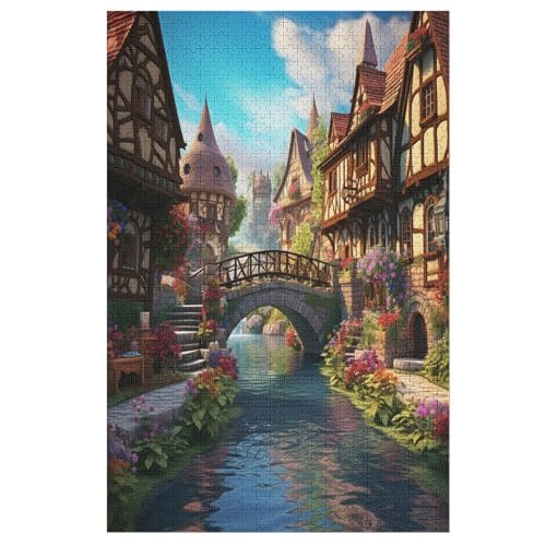 Holzpuzzles 1000 Teile Stadtarchitektur -Puzzle Für Jungen Und Mädchen, Schwierigkeitsgrad, Lernspiele, Familienspielzeug 78×53cm von LLXXHH
