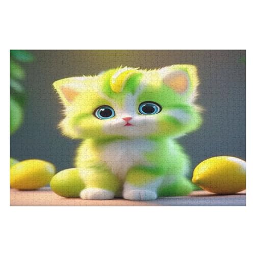 Holzpuzzles 1000 Teile Süße Katze -Puzzle Für Jungen Und Mädchen, Schwierigkeitsgrad, Lernspiele, Familienspielzeug （75×50cm） von LLXXHH