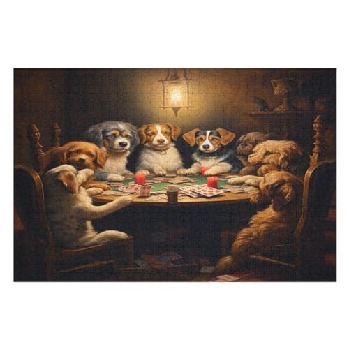 Holzpuzzles 1000 Teile Süßer Hund -Puzzle Für Jungen Und Mädchen, Schwierigkeitsgrad, Lernspiele, Familienspielzeug （75×50cm） von LLXXHH