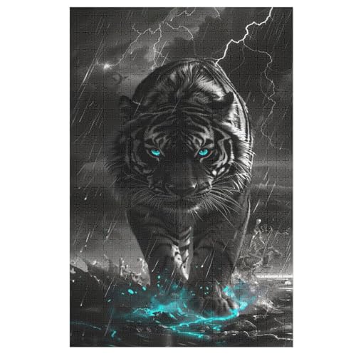 Holzpuzzles 1000 Teile Tiger -Puzzle Für Jungen Und Mädchen, Schwierigkeitsgrad, Lernspiele, Familienspielzeug 78×53cm von LLXXHH