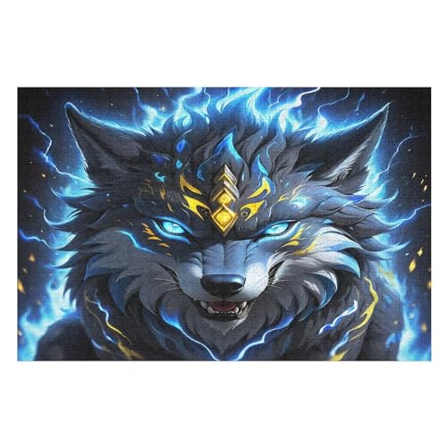 Holzpuzzles 1000 Teile Wolf -Puzzle Für Jungen Und Mädchen, Schwierigkeitsgrad, Lernspiele, Familienspielzeug （75×50cm） von LLXXHH