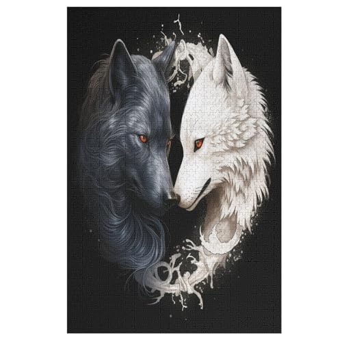 Holzpuzzles 1000 Teile Wolf -Puzzle Für Jungen Und Mädchen, Schwierigkeitsgrad, Lernspiele, Familienspielzeug 78×53cm von LLXXHH