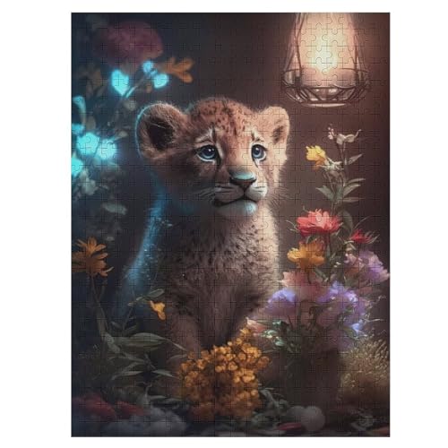 Holzpuzzles 500 Teile Fantasy Löwe Cub Glow -Puzzle Für Jungen Und Mädchen, Schwierigkeitsgrad, Lernspiele, Familienspielzeug 55×41cm Holzpuzzles 500 Teile Fantasy Löwe Cub Glow -Puzzle Für Jungen Und Mädchen, Schwierigkeitsgrad, Lernspiele, Familienspielzeug 55×41cm von LLXXHH