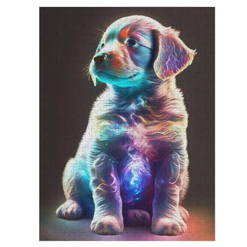 Holzpuzzles 500 Teile Süßer Hund -Puzzle Für Jungen Und Mädchen, Schwierigkeitsgrad, Lernspiele, Familienspielzeug 55×41cm von LLXXHH