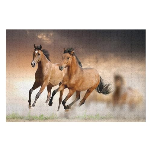 Horse Holzpuzzle - 1000 Teiliges Jigsaw Knobelspiel - Puzzle Für Erwachsene & Kinder - Outdoor & Reisespielzeug （75×50cm） von LLXXHH