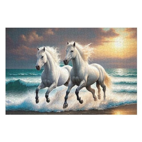 Horse Puzzles 1000 Teile Erwachsener Kniffel Spaß Für Die Ganze Familie, Holzpuzzle Kinder Erwachsene, Impossible Puzzle Schwer （75×50cm） von LLXXHH