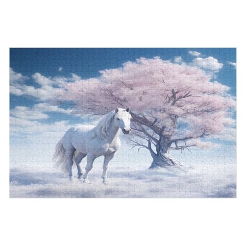 Horse Puzzles 1000 Teile Erwachsener Kniffel Spaß Für Die Ganze Familie, Holzpuzzle Kinder Erwachsene, Impossible Puzzle Schwer （75×50cm） von LLXXHH