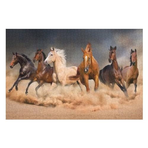 Horse Puzzles 1000 Teile Erwachsener Kniffel Spaß Für Die Ganze Familie, Holzpuzzle Kinder Erwachsene, Impossible Puzzle Schwer （75×50cm） von LLXXHH