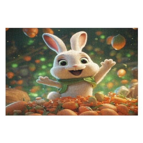 Kaninchen Puzzle 1000 Teile, Holzpuzzle Für Erwachsene Kinder, Impossible Puzzles, Geschicklichkeitsspiel Für Die Ganze Familie （75×50cm） von LLXXHH