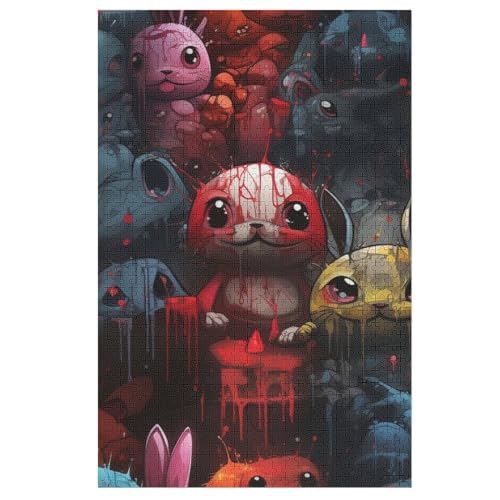 Kaninchenkunst Holzpuzzle - 1000 Teiliges Jigsaw Knobelspiel - Puzzle Für Erwachsene & Kinder - Outdoor & Reisespielzeug 78×53cm von LLXXHH