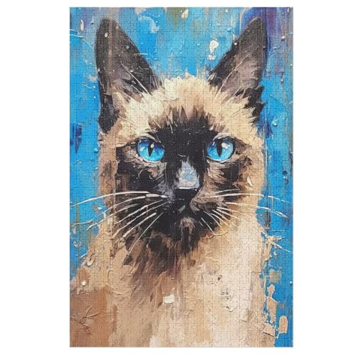 Katze Holzpuzzle 1000 Teile Klassische Puzzles Erwachsene Kinder Puzzle DIY Kit Holzspielzeug Einzigartiges Geschenk 78×53cm von LLXXHH