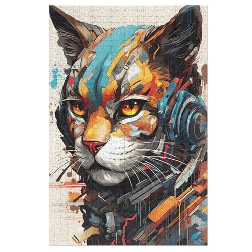 Katze Holzpuzzle - 1000 Teiliges Jigsaw Knobelspiel - Puzzle Für Erwachsene & Kinder - Outdoor & Reisespielzeug 78×53cm von LLXXHH