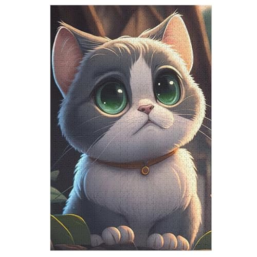 Katze Holzpuzzle - Puzzle Für Erwachsene, 1000-teilige Puzzles Für Teenager Und Kinder, Herausfordernde Spiele 78×53cm von LLXXHH