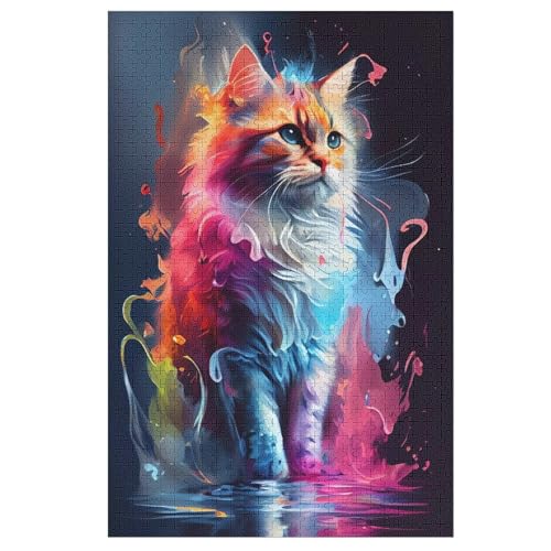 Katze -Puzzle, 1000 Teile,Holzpuzzle Für Erwachsene Kinder, Lustiges Spielzeug, Denkspiel, Bildungsspiel, 78×53cm von LLXXHH