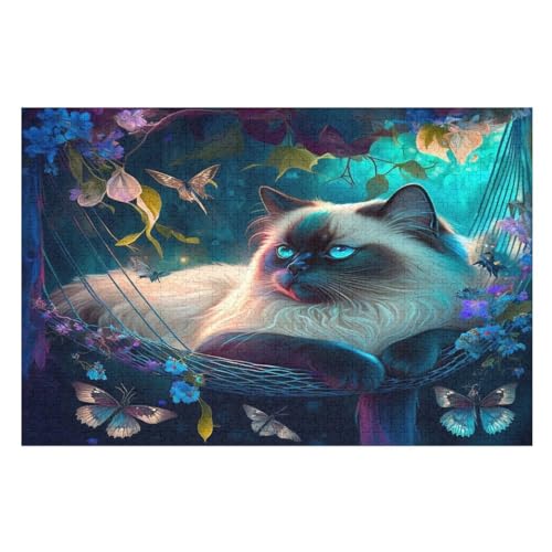 Katze Puzzle 1000 Teile, Holzpuzzle Für Erwachsene Kinder, Impossible Puzzles, Geschicklichkeitsspiel Für Die Ganze Familie （75×50cm） von LLXXHH