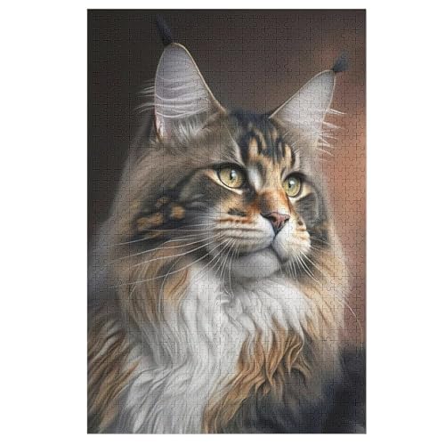 Katze Puzzles 1000 Teile Erwachsener Kniffel Spaß Für Die Ganze Familie, Holzpuzzle Kinder Erwachsene, Impossible Puzzle Schwer 78×53cm von LLXXHH