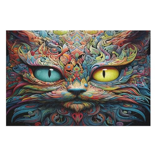 Katze-Puzzlespiel Aus Holz, 1000 Puzzleteile, Puzzle Für Teenager Und Erwachsene, Kreatives Spielzeug, Puzzles, （75×50cm） von LLXXHH