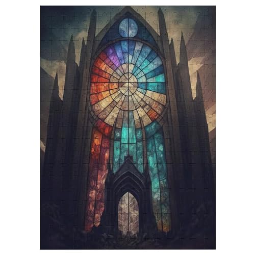 Katzehedral -Puzzle, 300 Teile,Holzpuzzle Für Erwachsene Kinder, Lustiges Spielzeug, Denkspiel, Bildungsspiel, 42×30cm von LLXXHH