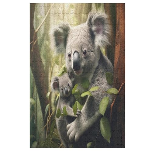 Koala Holzpuzzle 1000 Teile Klassische Puzzles Erwachsene Kinder Puzzle DIY Kit Holzspielzeug Einzigartiges Geschenk 78×53cm von LLXXHH
