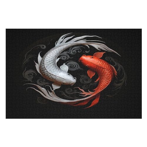 Koi Fisch 1000 Teile Premium-Puzzles Für Erwachsene Kinder- Holzpuzzles Spaß Und Lernspiele - Perfekte Puzzle-Geschenke （75×50cm） von LLXXHH