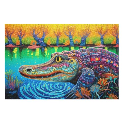 Krokodil 1000 Teile Premium-Puzzles Für Erwachsene Kinder- Holzpuzzles Spaß Und Lernspiele - Perfekte Puzzle-Geschenke （75×50cm） von LLXXHH