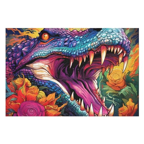 Krokodil 1000 Teile Puzzles Für Erwachsene, Impossible Puzzle, Geschicklichkeitsspiel Für Die Ganze Familie, Kinder Holzpuzzle （75×50cm） von LLXXHH