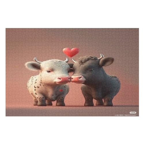 Kuh Puzzles 1000 Teile Erwachsener Kniffel Spaß Für Die Ganze Familie, Holzpuzzle Kinder Erwachsene, Impossible Puzzle Schwer （75×50cm） von LLXXHH