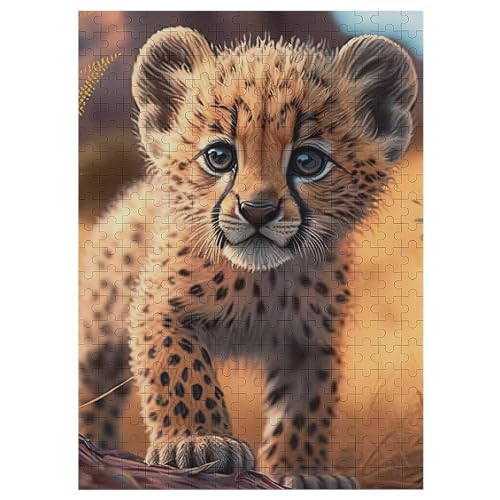 Leopard 300 Teile Puzzle Für Erwachsene, Herausforderung Puzzles - Verringerter Druck Schwieriges Holzpuzzle Für Kinder 12+ 42×30cm von LLXXHH