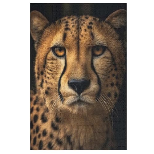 Leopard Holzpuzzle 1000 Teile, Knobelspiele Für Erwachsene, Teenager, Puzzles Unmögliche - Kinder Puzzle Zimmer Deko 78×53cm von LLXXHH