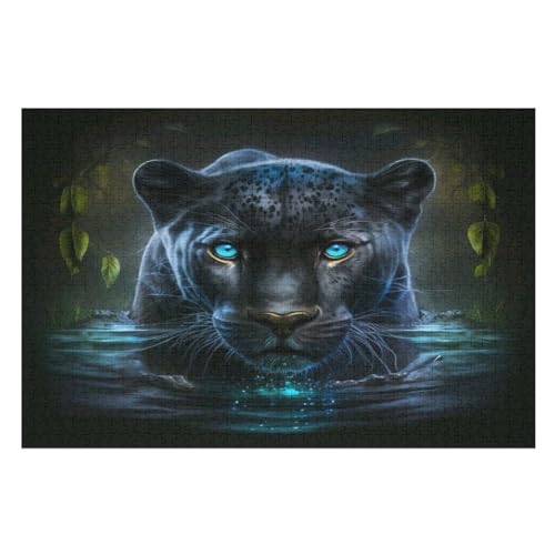 Leopard -Puzzle, 1000 Teile,Holzpuzzle Für Erwachsene Kinder, Lustiges Spielzeug, Denkspiel, Bildungsspiel, （75×50cm） von LLXXHH