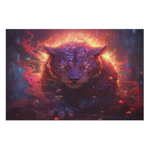 Leopard Puzzles 1000 Teile Erwachsener Kniffel Spaß Für Die Ganze Familie, Holzpuzzle Kinder Erwachsene, Impossible Puzzle Schwer （75×50cm） von LLXXHH