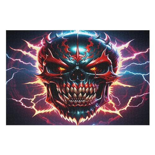 Lightning Totenkopf Puzzle 1000 Teile, Holzpuzzle Herausforderndes Geschicklichkeitsspiel Für Die Ganze Familie, Kinder Erwachsenenpuzzle Ab 12 Jahren （75×50cm） von LLXXHH