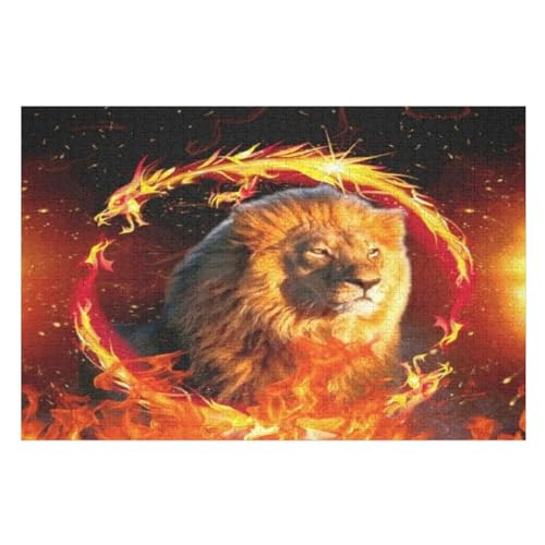 Löwe 1000 Teile Premium-Puzzles Für Erwachsene Kinder- Holzpuzzles Spaß Und Lernspiele - Perfekte Puzzle-Geschenke （75×50cm） von LLXXHH