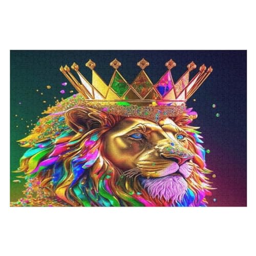 Löwe 1000 Teile Puzzles Für Erwachsene Holzpuzzle Familienpuzzlespiel Stressabbau-Puzzle Für Kinder Ab 12 Jahren （75×50cm） von LLXXHH