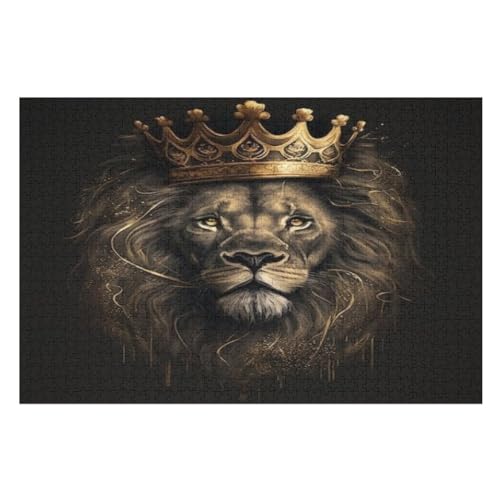 Löwe Holzpuzzle 1000 Teile Klassische Puzzles Erwachsene Kinder Puzzle DIY Kit Holzspielzeug Einzigartiges Geschenk （75×50cm） von LLXXHH