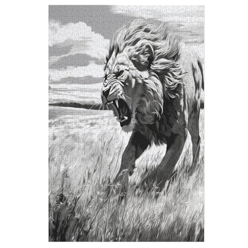 Löwe Holzpuzzle 1000 Teile Klassische Puzzles Erwachsene Kinder Puzzle DIY Kit Holzspielzeug Einzigartiges Geschenk 78×53cm von LLXXHH