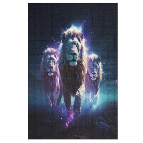 Löwe Holzpuzzle 1000 Teile Klassische Puzzles Erwachsene Kinder Puzzle DIY Kit Holzspielzeug Einzigartiges Geschenk 78×53cm von LLXXHH