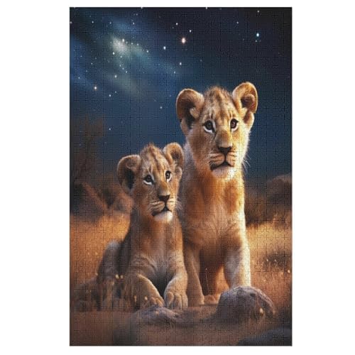 Löwe Holzpuzzle - 1000 Teiliges Jigsaw Knobelspiel - Puzzle Für Erwachsene & Kinder - Outdoor & Reisespielzeug 78×53cm von LLXXHH