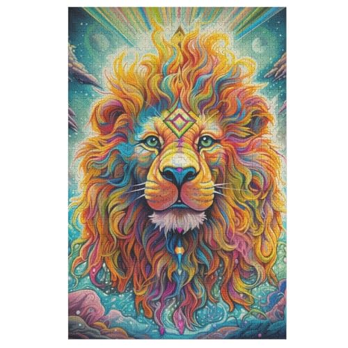 Löwe Holzpuzzle - 1000 Teiliges Jigsaw Knobelspiel - Puzzle Für Erwachsene & Kinder - Outdoor & Reisespielzeug 78×53cm von LLXXHH