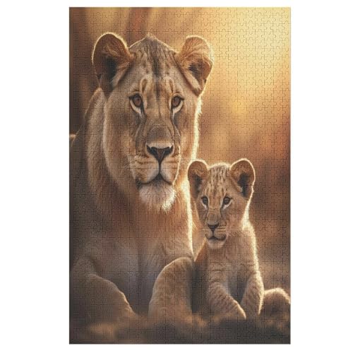 Löwe -Puzzle, 1000 Teile,Holzpuzzle Für Erwachsene Kinder, Lustiges Spielzeug, Denkspiel, Bildungsspiel, 78×53cm von LLXXHH