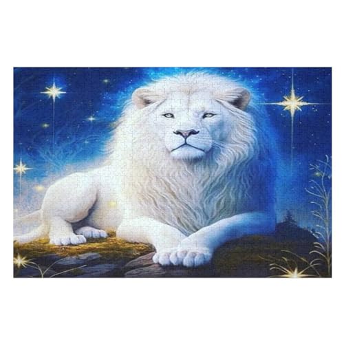 Löwe Puzzle 1000 Teile, Holzpuzzle Herausforderndes Geschicklichkeitsspiel Für Die Ganze Familie, Kinder Erwachsenenpuzzle Ab 12 Jahren （75×50cm） von LLXXHH