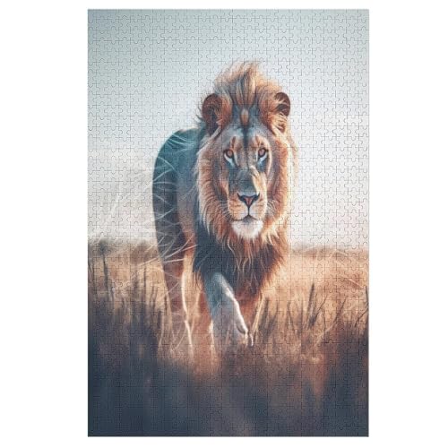 Löwe Puzzle 1000 Teile, Holzpuzzle Herausforderndes Geschicklichkeitsspiel Für Die Ganze Familie, Kinder Erwachsenenpuzzle Ab 12 Jahren 78×53cm von LLXXHH